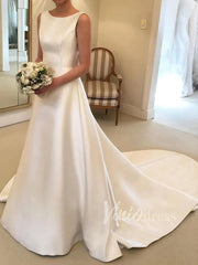 Simple Backless Classy Wedding Dresses with Bow VW1257