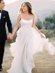 Simple Beach Wedding Dresses with Spaghetti Straps VW1399