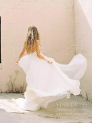 Simple Beach Wedding Dresses with Spaghetti Straps VW1399