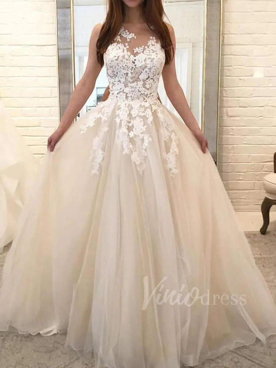 Simple Champagne Wedding Dresses 2019 VW1277