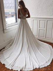 Simple Chiffon Wedding Dresses with Lace Back Satin Bridal Gown VW1547