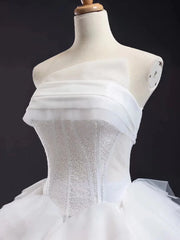 Simple Classy Strapless Ball Gown Wedding Dresses VW1519