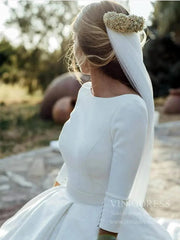Simple Modest Ball Gown Wedding Dresses with 3/4 Sleeves VW1398