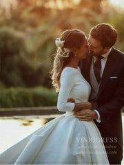 Simple Modest Ball Gown Wedding Dresses with 3/4 Sleeves VW1398