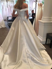 Simple Off the Shoulder Wedding Dresses with Pockets VW1394