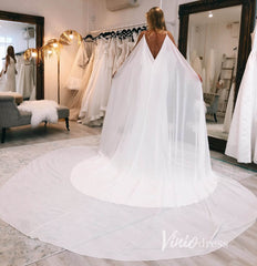 Simple Satin Modern Wedding Dresses with Cape VW2143