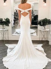 Simple Satin Wedding Dresses Mermaid Minimalist Wedding Dress VW1569