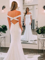 Simple Satin Wedding Dresses Mermaid Minimalist Wedding Dress VW1569