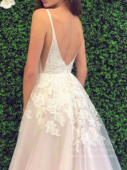 Simple Spaghetti Strap Blush Beach Wedding Dresses VW1450