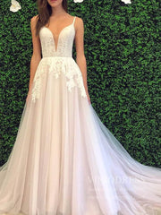 Simple Spaghetti Strap Blush Beach Wedding Dresses VW1450