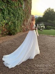 Simple Strapless A-line Wedding Dresses with Veil VW1828
