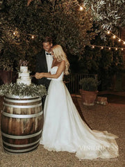 Simple Strapless A-line Wedding Dresses with Veil VW1828