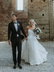 Simple Strapless A-line Wedding Dresses with Veil VW1828