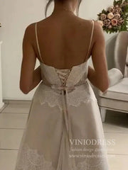 Spaghetti Strap Bohemian Lace Beach Wedding Dresses VW2104
