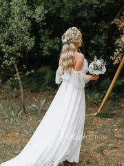 Spaghetti Strap Boho Wedding Dresses Chiffon Rustic Wedding Gown VW1199
