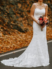 Spaghetti Strap Lace Boho Wedding Dresses Mermaid VW1197