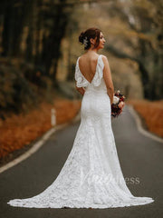 Spaghetti Strap Lace Boho Wedding Dresses Mermaid VW1197