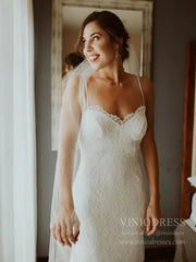 Spaghetti Strap Mermaid Lace Rustic Wedding Dresses Affordable VW1410