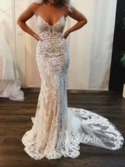 Spaghetti Strap Mermaid Lace Wedding Dresses VW1178