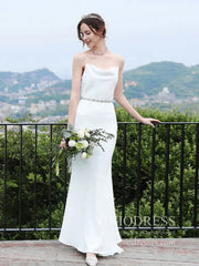 Spaghetti Strap Mermaid Minimalist Beach Wedding Dresses VW1462