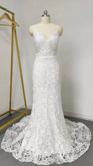 Spaghetti Strap Rustic Lace Bohemian Wedding Dresses See Through Bodice VW1440