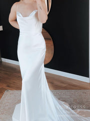 Spaghetti Straple Sheath Satin Wedding Dresses Open Back VW1824