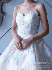 Sparkling Lace Wedding Dresses Strapless Champagne Ball Gown VW1522