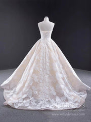 Sparkling Lace Wedding Dresses Strapless Champagne Ball Gown VW1522