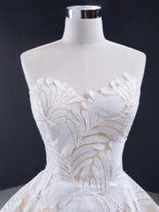 Sparkling Lace Wedding Dresses Strapless Champagne Ball Gown VW1522