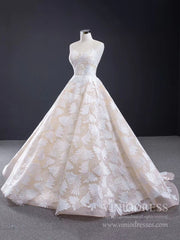 Sparkling Lace Wedding Dresses Strapless Champagne Ball Gown VW1522