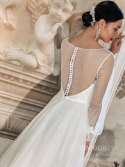 Sparkly Dotted Wedding Dresses Country Wedding Dresses with Sleeves VW1819