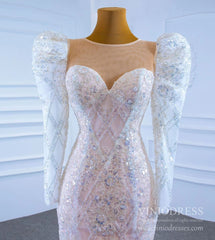 Sparkly Lace Mermaid Wedding Dresses with Long Sleeves 67229
