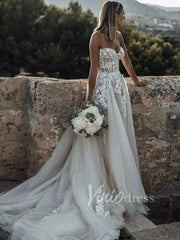 Strapless Beaded Lace Country Wedding Dresses VW1212