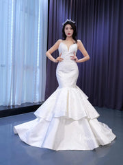 Strapless Mermaid Wedding Dresses Lace Appliqued Trumpet Gown 67471