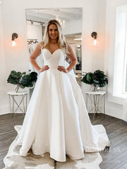 Strapless Sweetheart Satin Wedding Dresses with Pockets VW1844