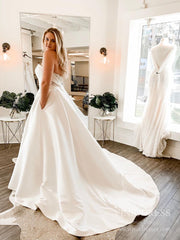 Strapless Sweetheart Satin Wedding Dresses with Pockets VW1844
