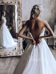Strapless Vintage Lace Wedding Dresses for Brides VW1281