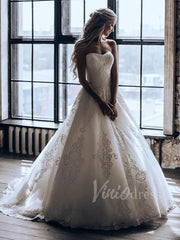 Strapless Vintage Lace Wedding Dresses for Brides VW1281