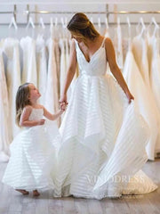 Striped Organza Simple Wedding Dresses with Wide Straps VW1447