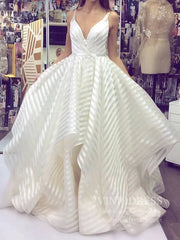 Striped Organza Simple Wedding Dresses with Wide Straps VW1447
