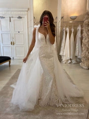 Two Piece Convertible Lace Mermaid Wedding Dresses VW1860