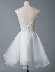 Jewel Neck Wedding Dresses A Line Sleeveless Tulle Short Bridal Dress