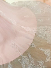 Wedding Dresses A Line V Neck Long Sleeve Lace Applique Tulle Bridal Gowns With Chapel Train