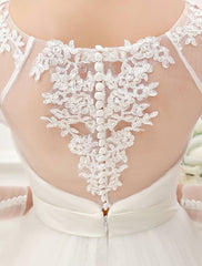 Wedding Dresses Ball Gown Bridal Dress Long Sleeve Lace Applique Beaded Rhinestones Sash Illusion Cutout Wedding Gown With Train Exclusive
