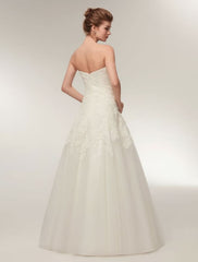 Wedding Dresses Strapless Lace Maxi Bridal Dress Sweetheart Neckline Floor Length Ivory Wedding Gowns