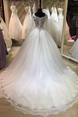 A Line Lace Applique Beach Wedding Dresses Long Sleeves