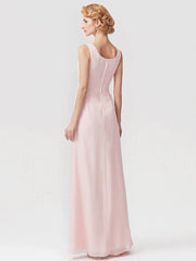 Two Piece A-Line Mother of the Bride Dress Elegant Square Neck Floor Length Chiffon Charmeuse Sleeveless Wrap Included with Ruched