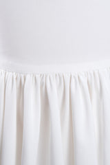 White A-Line Cap Sleeves Flower Girl Dress with Pleated Ruffles