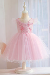 White Ball Gown with Jewel Flower Appliques and Short Sleeves