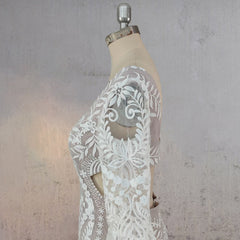 White Mermaid Enchantment Flower Prints Wedding Dress